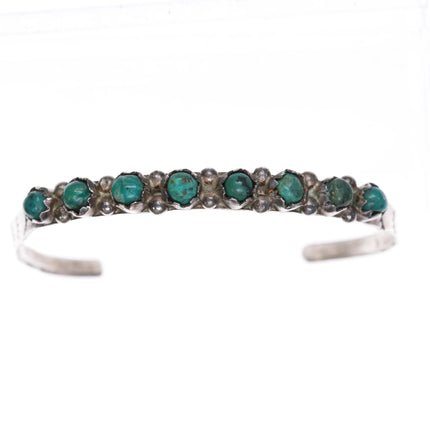 6.25" 1940's Zuni silver turquoise stacker stacking row cuff bracelet snake eye - Estate Fresh Austin