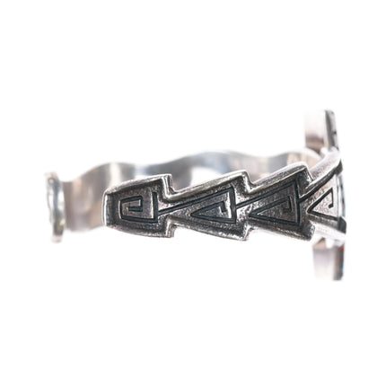 6.25" Gerald (Honwytewa) Lomaventema Hopi Overlay cuff bracelet turquoise/coral - Estate Fresh Austin