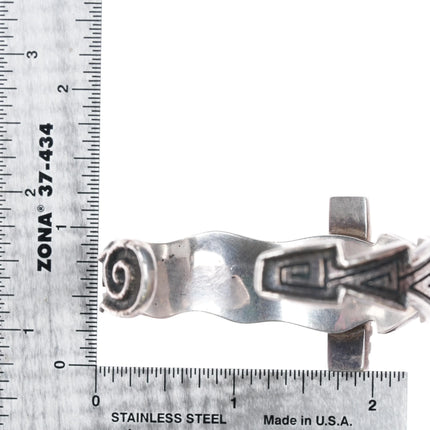 6.25" Gerald (Honwytewa) Lomaventema Hopi Overlay cuff bracelet turquoise/coral - Estate Fresh Austin