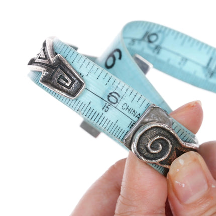 6.25" Gerald (Honwytewa) Lomaventema Hopi Overlay cuff bracelet turquoise/coral - Estate Fresh Austin