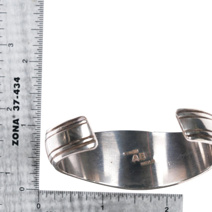 6.625" Abraham Begay Navajo rug silver coral spiderweb turquoise cuff bracelet - Estate Fresh Austin