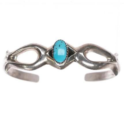 6.25" Nellie Tso Navajo Atkinson Trading post silver cuff bracelet turquoise - Estate Fresh Austin