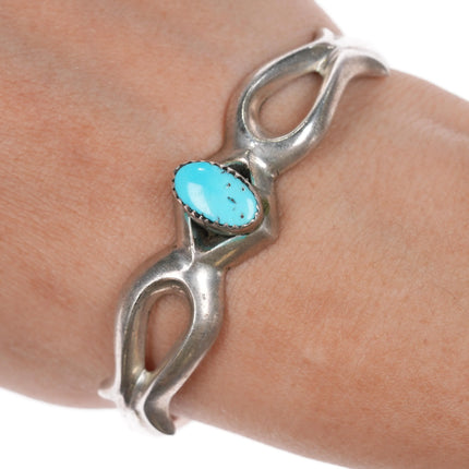 6.25" Nellie Tso Navajo Atkinson Trading post silver cuff bracelet turquoise - Estate Fresh Austin