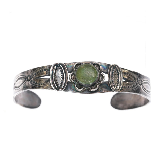 6.625" 30's-40's Navajo silver Cerrillios turquoise cuff bracelet - Estate Fresh Austin