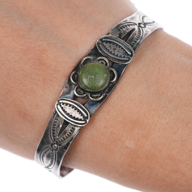 6.625" 30's-40's Navajo silver Cerrillios turquoise cuff bracelet - Estate Fresh Austin