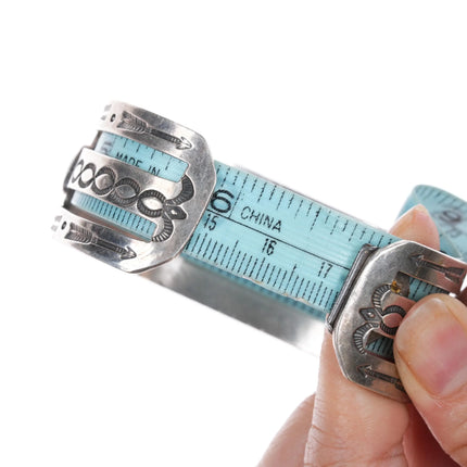 6.75" 30's-40's Vintage Navajo silver green turquoise cuff bracelet - Estate Fresh Austin