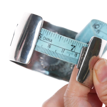 7.12" Tony Kyasyousie Hopi overlay cuff bracelet silver with turquoise - Estate Fresh Austin