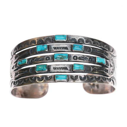 6.5" c1930 Navajo Fred Harvey Whirling Logs thungerbird turquoise cuff bracelet - Estate Fresh Austin