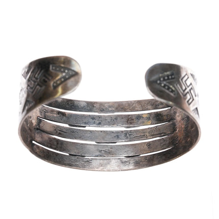 6.5" c1930 Navajo Fred Harvey Whirling Logs thungerbird turquoise cuff bracelet - Estate Fresh Austin