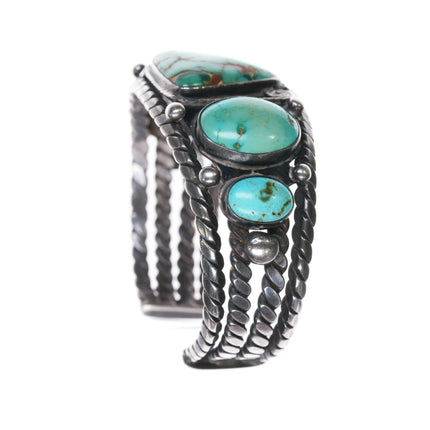 6.75" 30's-40's Vintage Navajo silver 5 stone Royston turquoise cuff bracelet - Estate Fresh Austin