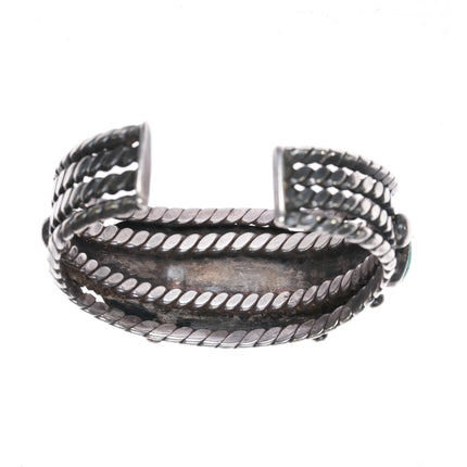 6.75" 30's-40's Vintage Navajo silver 5 stone Royston turquoise cuff bracelet - Estate Fresh Austin