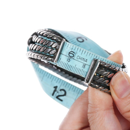 6.75" 30's-40's Vintage Navajo silver 5 stone Royston turquoise cuff bracelet - Estate Fresh Austin