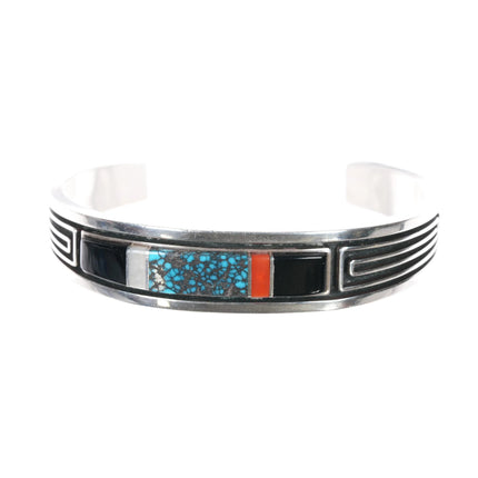 6.375" Albert Nells Navajo silver high grade spiderweb turquoise cuff bracelet - Estate Fresh Austin