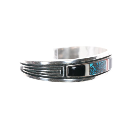 6.375" Albert Nells Navajo silver high grade spiderweb turquoise cuff bracelet - Estate Fresh Austin