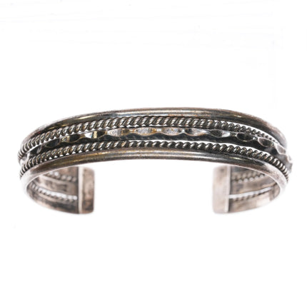 6.25" Tahe Sterling Navajo silver twisted wire cuff bracelet - Estate Fresh Austin