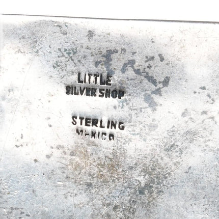 7.625" 40's Mexican Sterling Silver Carved Hardstone cuff bracelet - Estate Fresh Austin