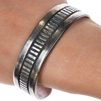6.6" c1950 Navajo Arts & Crafts Guild silver cuff bracelet - Estate Fresh Austin