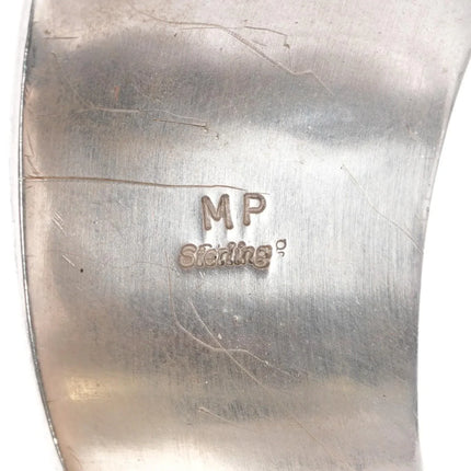 6.875 Michael Perry Navajo silver coral inlay cuff bracelet - Estate Fresh Austin