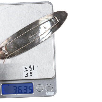 c1970 Michael Sockyma Silver Hopi Overlay large Hair Barrette - Estate Fresh Austin