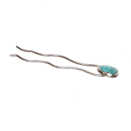 Riverwoman Design Hammered Sterling and turquoise large hair pin - Estate Fresh Austin