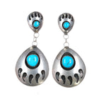 Large Navajo SJ Bear paw sterling and turquoise earrings - Estate Fresh Austin