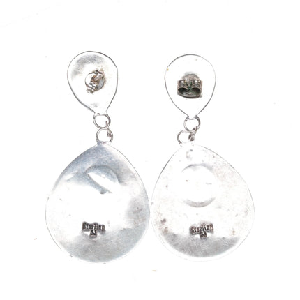 Large Navajo SJ Bear paw sterling and turquoise earrings - Estate Fresh Austin