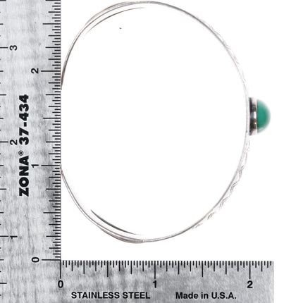6.75" 30's-40's Navajo silver repousse hand stamped cuff bracelet with turquoise - Estate Fresh Austin