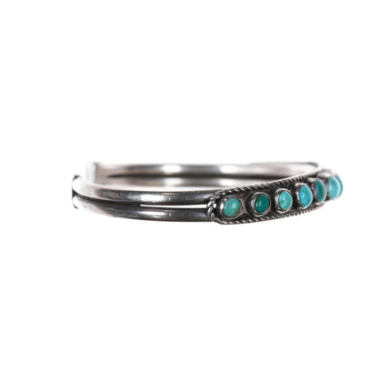 6.625" 20's-30's Sturdy Navajo silver snake eye turquoise row cuff bracelet - Estate Fresh Austin