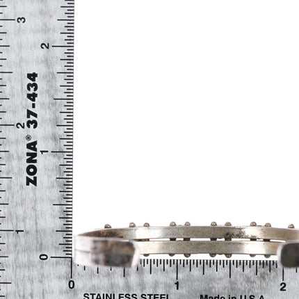 6.12" Vintage Zuni dot-dot-dash double row silver and turquoise cuff bracelet - Estate Fresh Austin