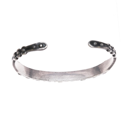 6.25" 30's-40's Navajo silver snake eye turquoise row cuff bracelet 1a - Estate Fresh Austin