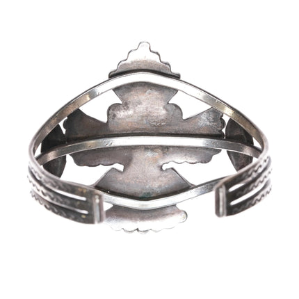 6.12" Zuni Knifewing Sterling multi-stone inlay cuff bracelet - Estate Fresh Austin