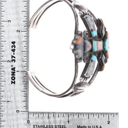 6.12" Zuni Knifewing Sterling multi-stone inlay cuff bracelet - Estate Fresh Austin