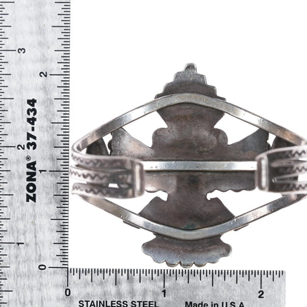 6.12" Zuni Knifewing Sterling multi-stone inlay cuff bracelet - Estate Fresh Austin