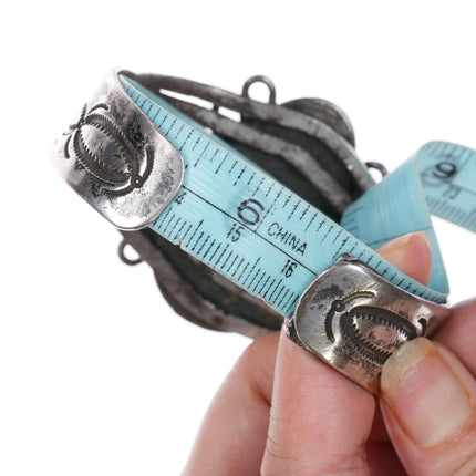 6.5" 20's-30's Navajo ingot silver cuff bracelet with large turquoise - Estate Fresh Austin