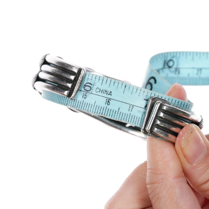 6.9" Harry Morgan Navajo silver green turquoise revival row cuff bracelet - Estate Fresh Austin