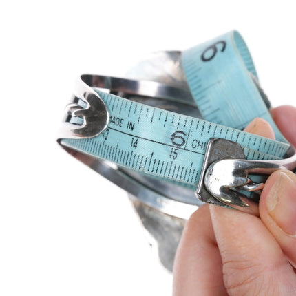 6.2" c1970 Vintage Navajo silver large turquoise cuff bracelet - Estate Fresh Austin