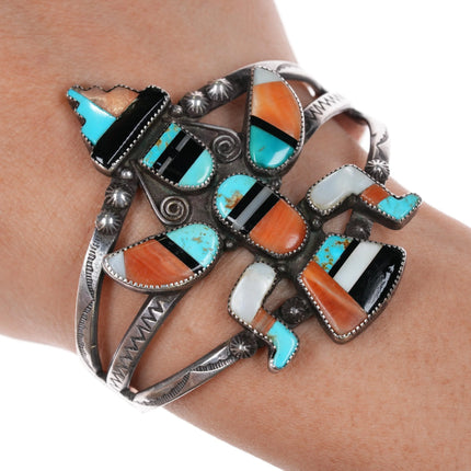 6.1" 1940's Zuni Knifewing silver cuff bracelet with nicely stamped sides - Estate Fresh Austin