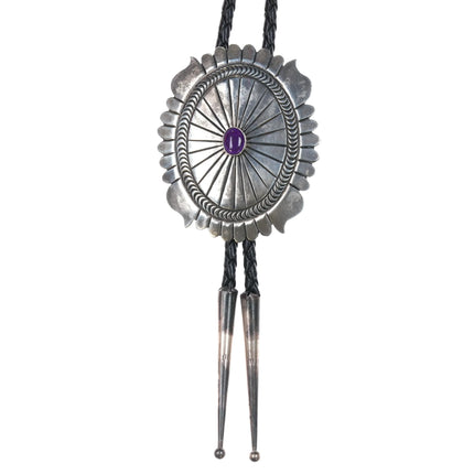 Vintage Delbert Delgarito Navajo Sterling silver sugilitie concho bolo tie - Estate Fresh Austin