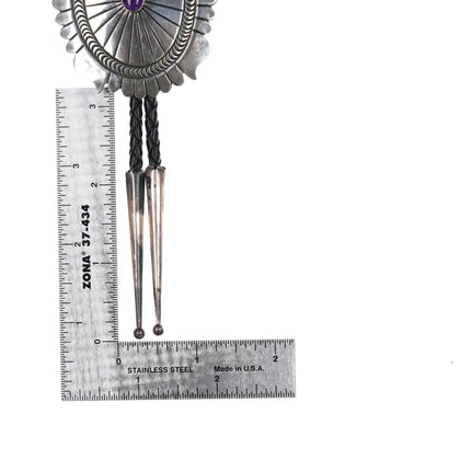 Vintage Delbert Delgarito Navajo Sterling silver sugilitie concho bolo tie - Estate Fresh Austin