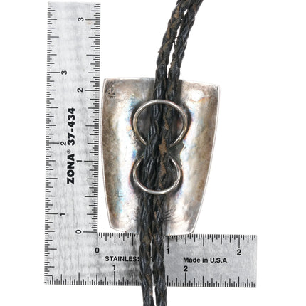 c1960's Bernard Dawahoya Hopi Overlay bolo tie Deer sterling silver - Estate Fresh Austin