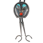c1950 picto mark Native American silver Horseshoe turquoise/coral bolo tie - Estate Fresh Austin