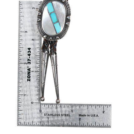 c1960 c-31 Zuni channel inlay silver bolo tie - Estate Fresh Austin