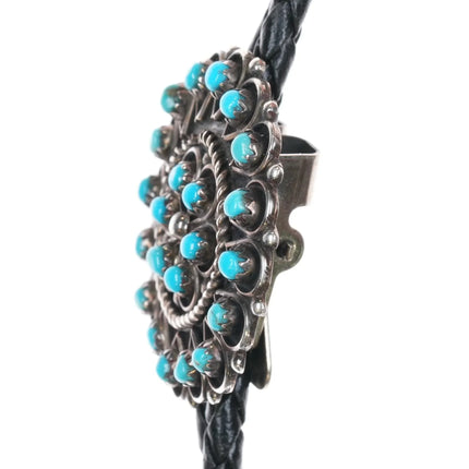 Rose Mary James Zuni sterling snake eye Sleeping Beauty Turquoise bolo tie - Estate Fresh Austin