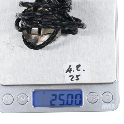 Rose Mary James Zuni sterling snake eye Sleeping Beauty Turquoise bolo tie - Estate Fresh Austin