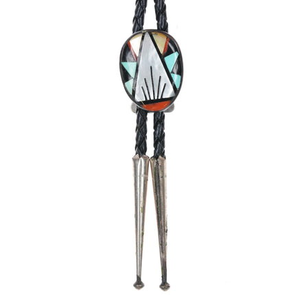 Zuni sterling intarsia inlay bolo tie - Estate Fresh Austin