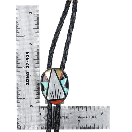 Zuni sterling intarsia inlay bolo tie - Estate Fresh Austin
