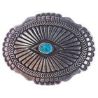 Vintage LM Navajo sterling heavily chiseled/stamped belt buckle w/turquoise - Estate Fresh Austin