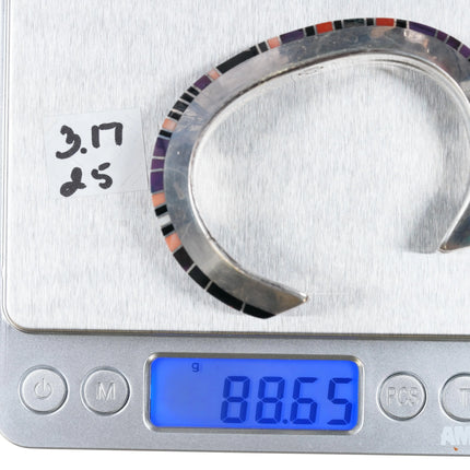 6" Gibson Nez Navajo/Apache sterling - Sugilite, coral, variscite cuff bracelet - Estate Fresh Austin