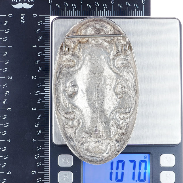 Large Heavy Sterling Art Nouveau Style belt buckle - Estate Fresh Austin