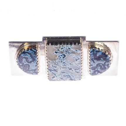 Gail Bird and Yazzie Johnson 14k/silver agate modernist Navajo/Kewa//Laguna pin - Estate Fresh Austin